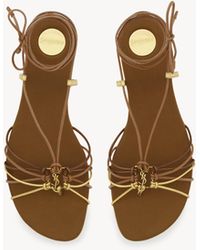 Saint Laurent - Babylone Sandalen Aus Glatt- One Sizend Metallic-Leder - Lyst