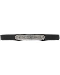 Saint Laurent Id Plaque Bracelet In Black Leather