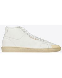 Saint Laurent - Court Classic Sl/ Sneakers En Cuir Grainé Blanc - Lyst