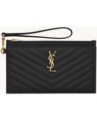 Saint Laurent - Cassandre Matelassé Große Brieftasche Aus Leder Mit Grain-De-Poudre-Prägung - Lyst