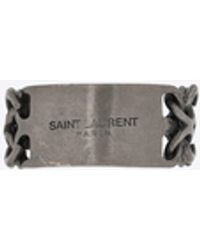 Saint Laurent - Id Plaque Ring In Metal - Lyst