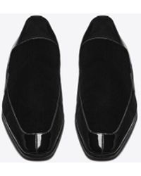 Saint Laurent - Gabriel loafer aus lackleder nd samt schwarz - Lyst