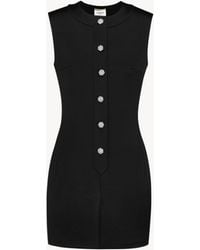 Saint Laurent - Crystal Button Mini Dress - Lyst