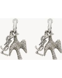 Saint Laurent - Cassandre Dove Charm Hoop Earrings - Lyst