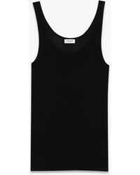 Saint Laurent - Ribbed Modal And Cotton-blend Jersey Tank - Lyst