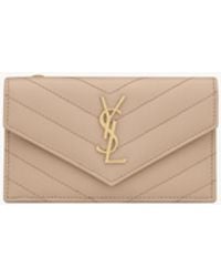 Saint Laurent - モノグラム フラグメント フラップカードケース(グレイン ド プードル/エンボスレザー) - Lyst