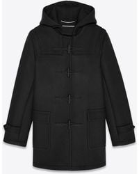 Saint Laurent Duffle Coat In Wool - Black