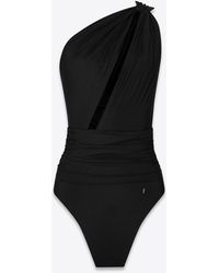 Saint Laurent Maillot de bain on shoulder drapé - Noir