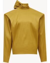Saint Laurent - Top Boxy Con Collo Lavallière - Lyst