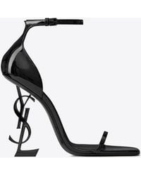 Saint Laurent Opyum Sandals In Patent Leather With Black Heel