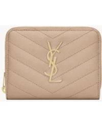 Saint Laurent - Cassandre Matelassé Compact Zip Around Wallet - Lyst