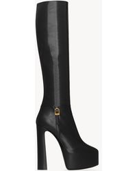 Saint Laurent - Plateaustiefel Nico Aus Leder - Lyst