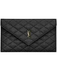 Saint Laurent - Paris Pouch Aus Leder Mit Grain-De-Poudre-Prägung - Lyst