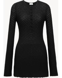 Saint Laurent - Wool-Blend Crochet Minidress - Lyst