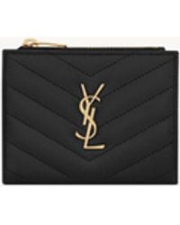 Saint Laurent - Porte-Cartes De Crédit Monogram Noir - Lyst