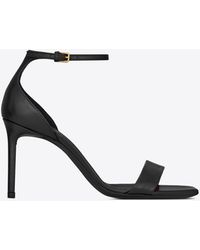 Saint Laurent Leather Amber Sandals in Black - Save 57% | Lyst