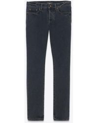 Saint Laurent - Slim-fit-jeans aus dunkelblau-schwarzem denim. schwarz - Lyst
