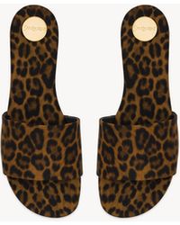 Saint Laurent - Carlyle Sandales En Gros-grain Léopard Ambre - Lyst
