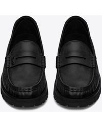 Saint Laurent Le loafer mocassins en cuir lisse à semelle épaisse - Noir