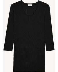 Saint Laurent - Pull Long En Maille Côtelée - Lyst