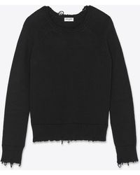 Saint Laurent - Detroyed Knit Weater Back - Lyst