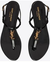 Saint Laurent - Cassandra Patent Leather Slingback Thong Sandals - Lyst