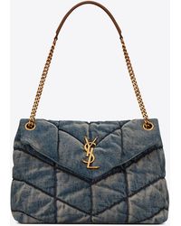 small cabas thais in DENIM WITH TRIOMPHE ALL-OVER EMBROIDERY AND CALFSKIN