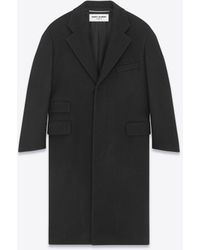 Saint Laurent - Oversize-mantel aus wolle schwarz - Lyst