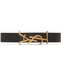 Saint Laurent - Lederarmband Mit Ysl-Anhänger - Lyst