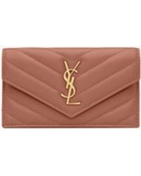 Saint Laurent - Leather Fragments Flap Card Holder - Lyst