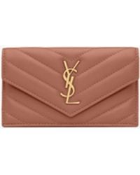 Saint Laurent - Leather Fragments Flap Card Holder - Lyst