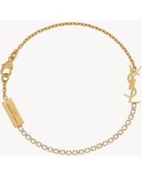 Saint Laurent - Cassandre Bracelet À Charm En Métal Et Strass - Lyst