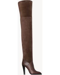 Saint Laurent - Nadja Stiefel Aus Glattleder One Sizend Veloursleder - Lyst