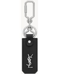 Saint Laurent - Cassandre Porte-clés En Cuir Noir - Lyst