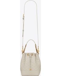 Saint Laurent Emmanuelle Small Bucket Bag In Quilted Lambskin - White