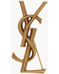 Saint Laurent - Broche Cassandre Serpent En Métal - Lyst