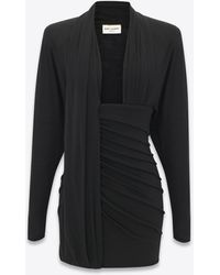 Saint Laurent - Draped Wool-jersey Mini Dress - Lyst