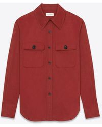 Saint Laurent - Saharienne hemd aus baumwolltwill rot - Lyst
