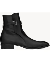 Saint Laurent - Wyatt Jodphur Boots En Cuir Lisse - Lyst