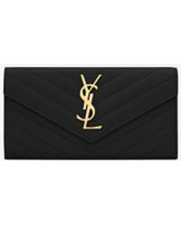 Saint Laurent - Ysl Monogramme Flap Wallet Grain De Poudre Leather Nero - Lyst