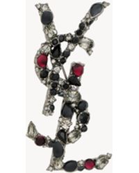 Saint Laurent - Cassandre Crystal Brooch - Lyst
