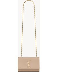 Saint Laurent - Kate Small Tasche Mit Kette Aus Schwarzem Strukturiertem Leder Mit Grain-De-Poudre-Prägung - Lyst