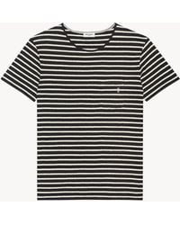 Saint Laurent - Embroidered Striped Cotton-Jersey T-Shirt - Lyst