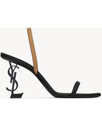 Saint Laurent Opyum Slingback Sandals in Natural | Lyst