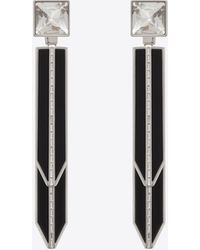 Saint Laurent - Rhinestone Square And Spike Earrings In Metal And Resin - Lyst