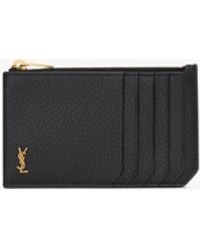 Saint Laurent - Tiny Cassandre Fragments Zip Card Case - Lyst