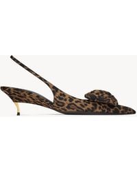 Saint Laurent - Dakota Appliquéd Leopard-Print Mousseline Slingback Pumps - Lyst