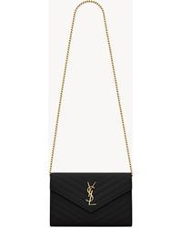 Saint Laurent - Small Envelope Quilted Grain Leather Bag - Lyst