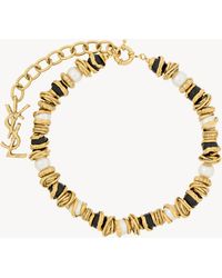 Saint Laurent - Loulou Pearl And Disk Necklace - Lyst