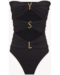 Saint Laurent - Ysl Strapless Swimsuit - Lyst